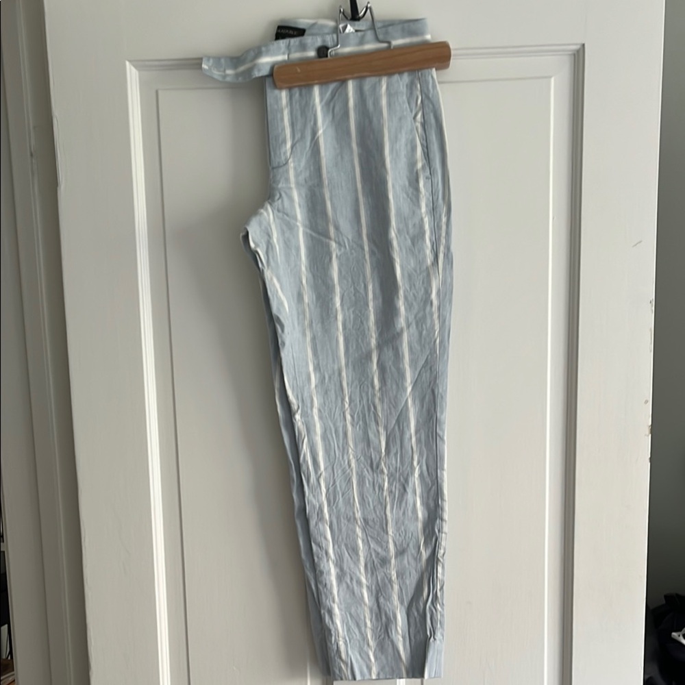 Banana Republic Sky Blue and White Striped Trousers